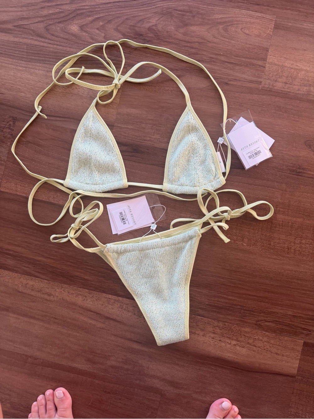 Astra Resort Light lime Textured String Bikini